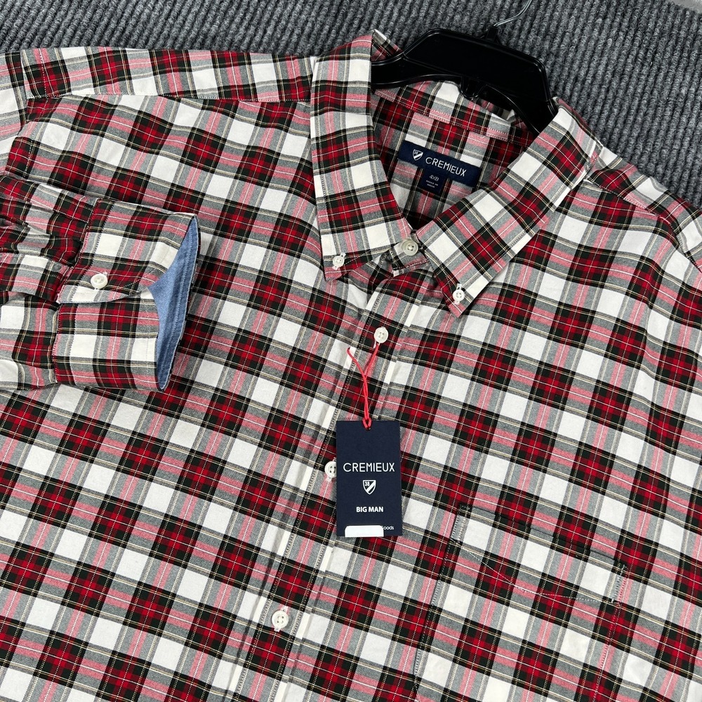 Cremieux Shirt Mens 4XB Big Red Plaid Long Sleeve Button Down Casual Comfort New